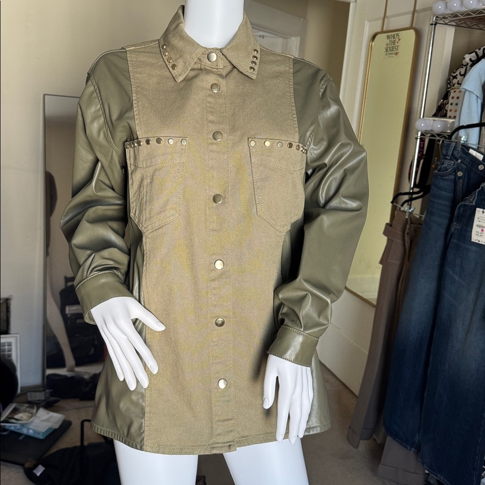 Zara Khaki Studded Utility Jacket